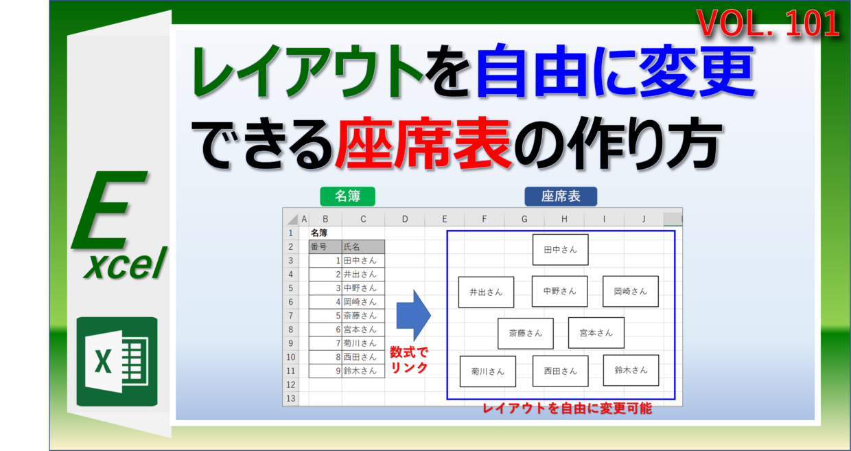 エクセルでレイアウトを自由に変更できる座席表・席次表の作り方