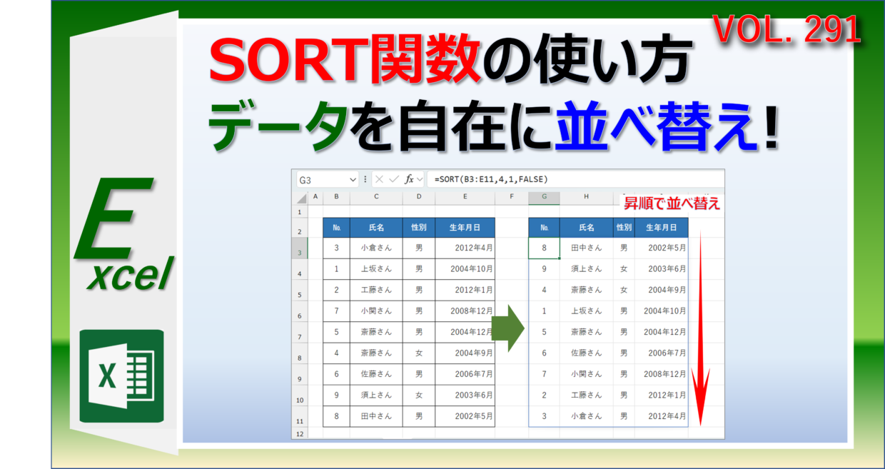 ExcelのSORT関数でデータを並べ替えする方法